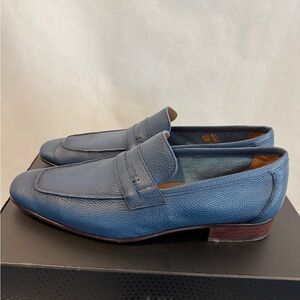 Saks Fifth Avenue Navy Leather Loafers